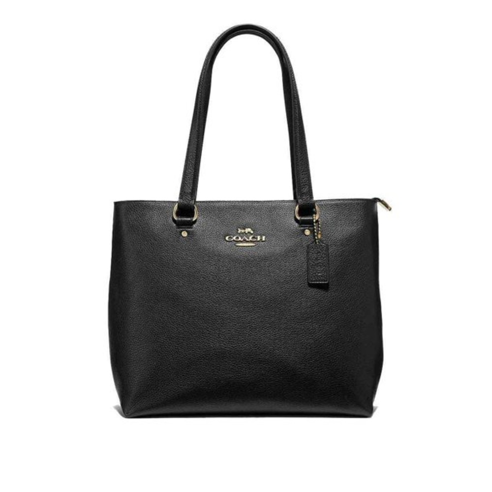 Coach Pebble Leather Bay Tote Black